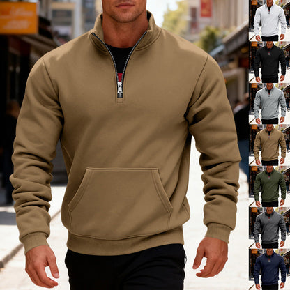 Herren Fleecejacke Halbzipp Reißverschluss Warm - BerlinGlamour