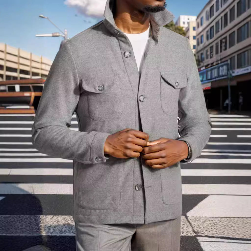 Herren Outdoorjacke Modern mit Taschen Stehkragen - BerlinGlamour