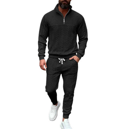 Herren Trainingsanzug Strick mit Taschen und Reißverschluss Sportlich