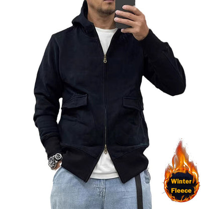Herren Fleecejacke Kapuzenjacke Warm mit Taschen