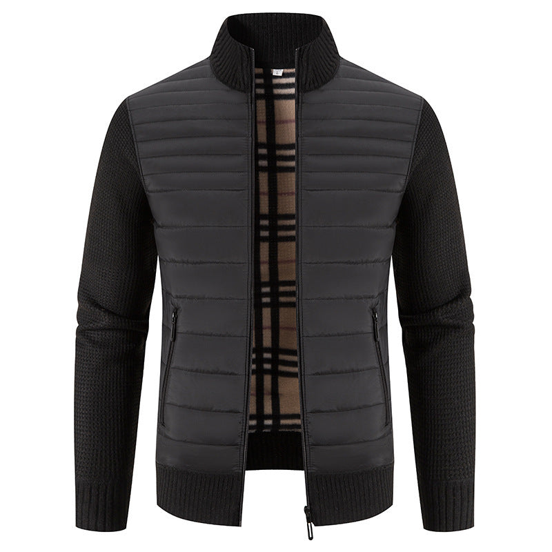 Herren Steppjacke Modern mit Strickärmeln und Hochkragen - BerlinGlamour