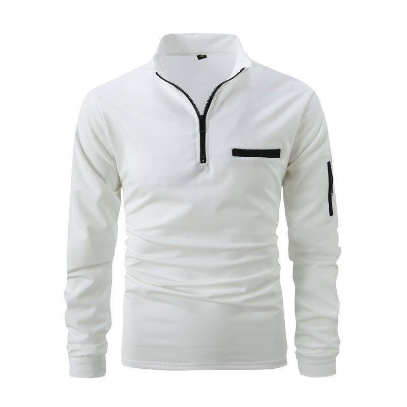Herren Pullover Sportlich Reißverschluss Taschen Grau