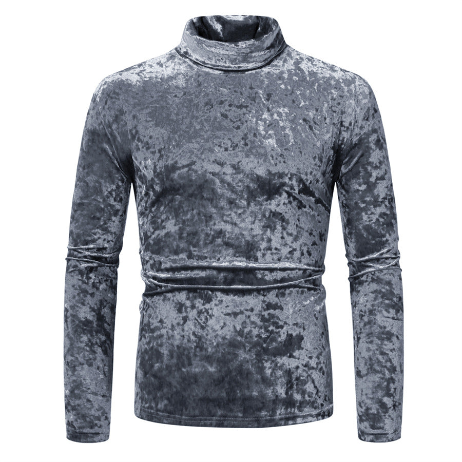 Eleganter Rollkragenpullover Herren Samtig Modern