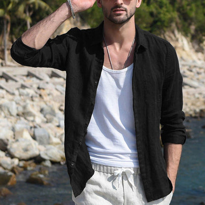 Herren Leinenhemd Sommerlich Bunt Modern