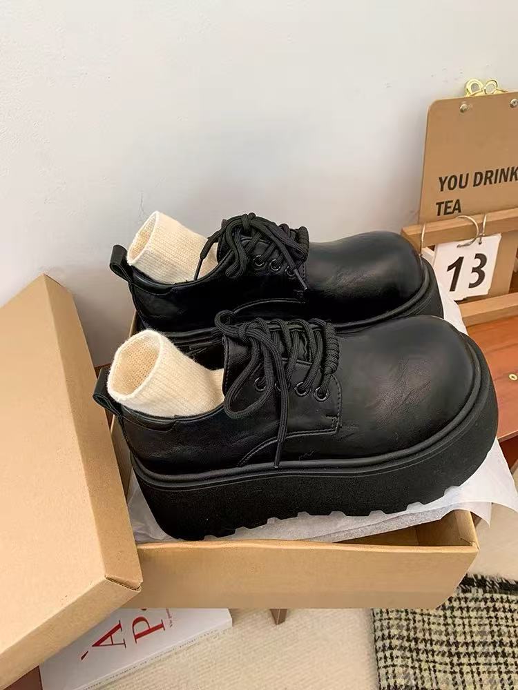 Damen Schnürschuhe Plateau Stiefel Robust Modisch