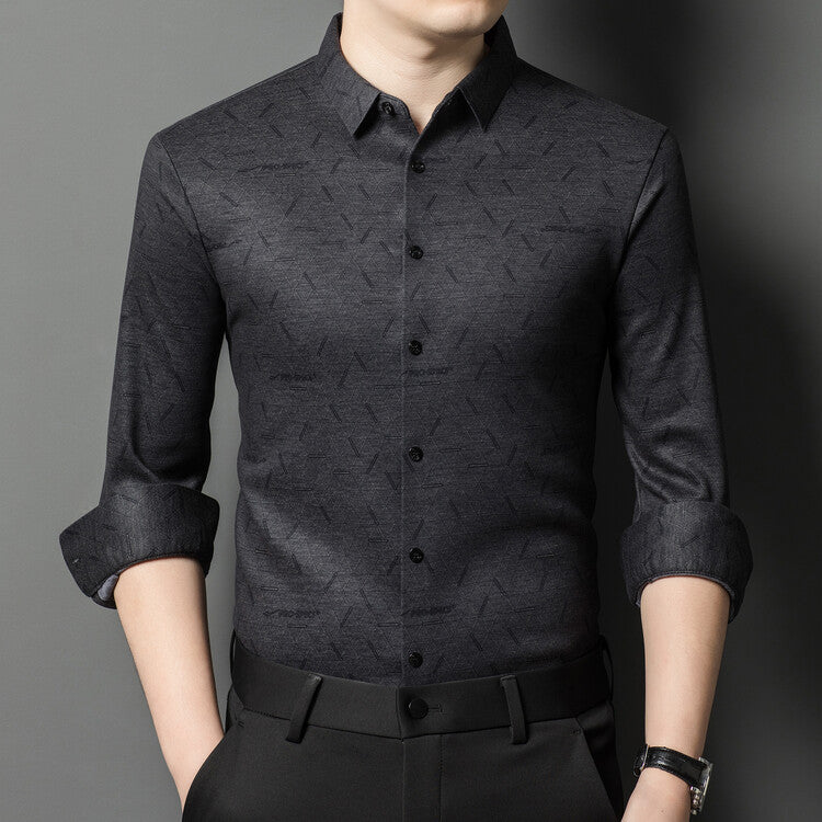 Herren Langarmhemd Modern mit Muster Berlin Style