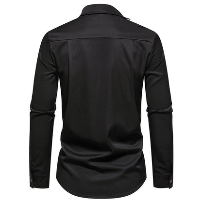 Herren Hemd Langarm Asymmetrischer Kragen Elegantes Design