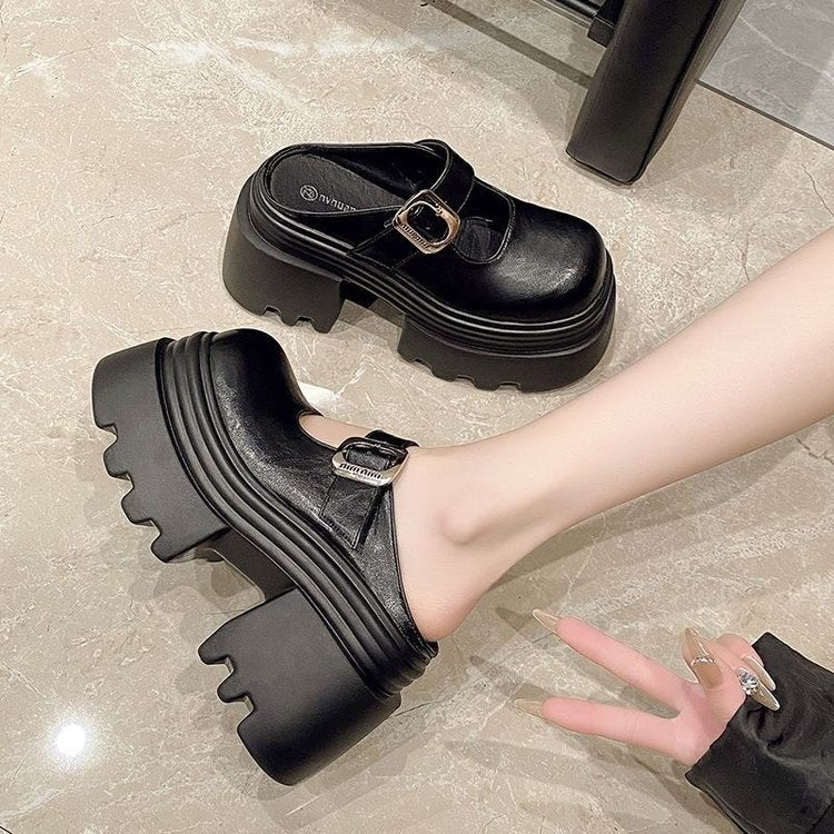 Damen Clogs Plateau Modisch Schnallenverschluss