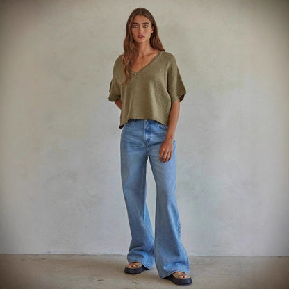 Damen High-Waist Jeans Weite Bequem - BerlinGlamour