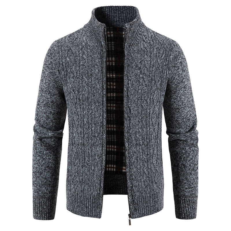 Herren Strickjacke Struktur Optik Hochkragen Modern