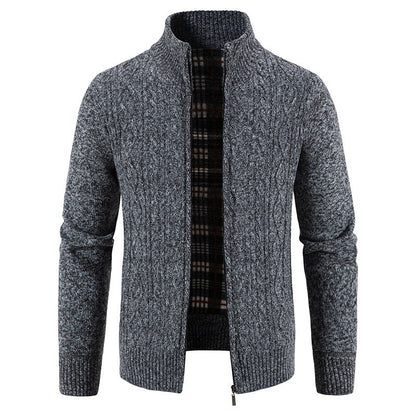 Herren Strickjacke Struktur Optik Hochkragen Modern