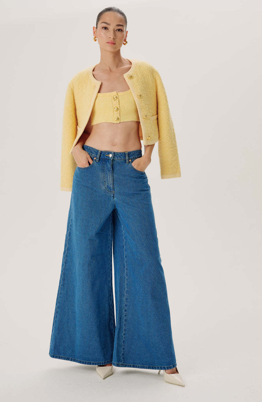 Damen Jeanshose Weit Bequem Moderner Schnitt