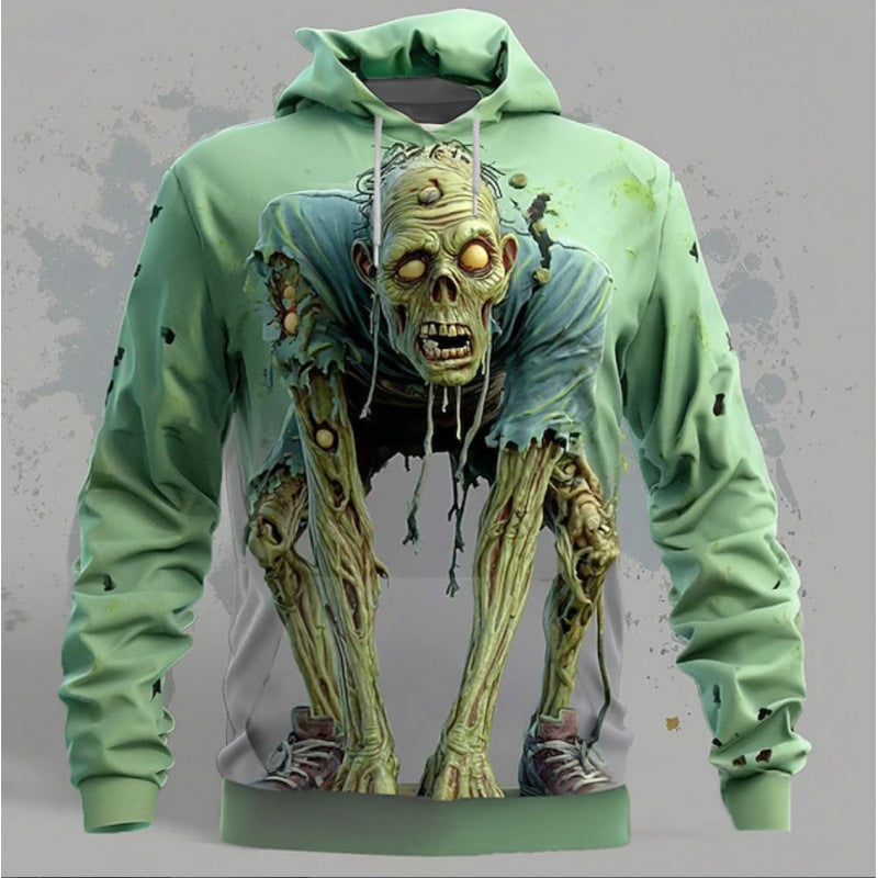 Herren Kapuzenpullover Zombie Motiv Grau Cool - BerlinGlamour