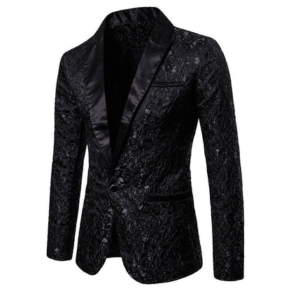 Eleganter Herren Blazer Pailletten Schwarz Modern