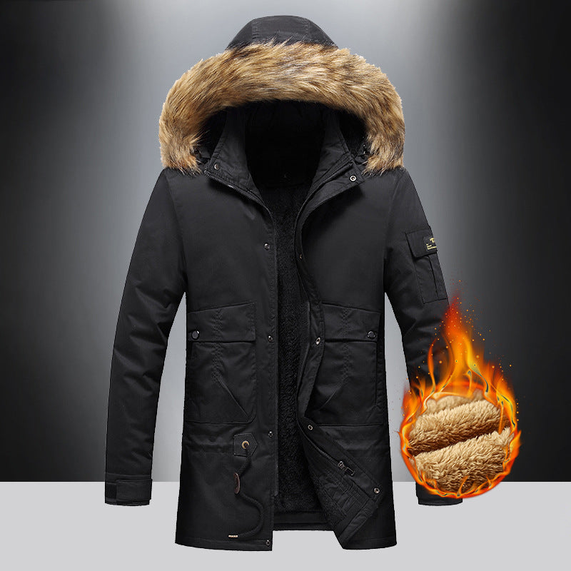 Herren Winterparka Warm Isoliert mit Abnehmbarem Fellkragen