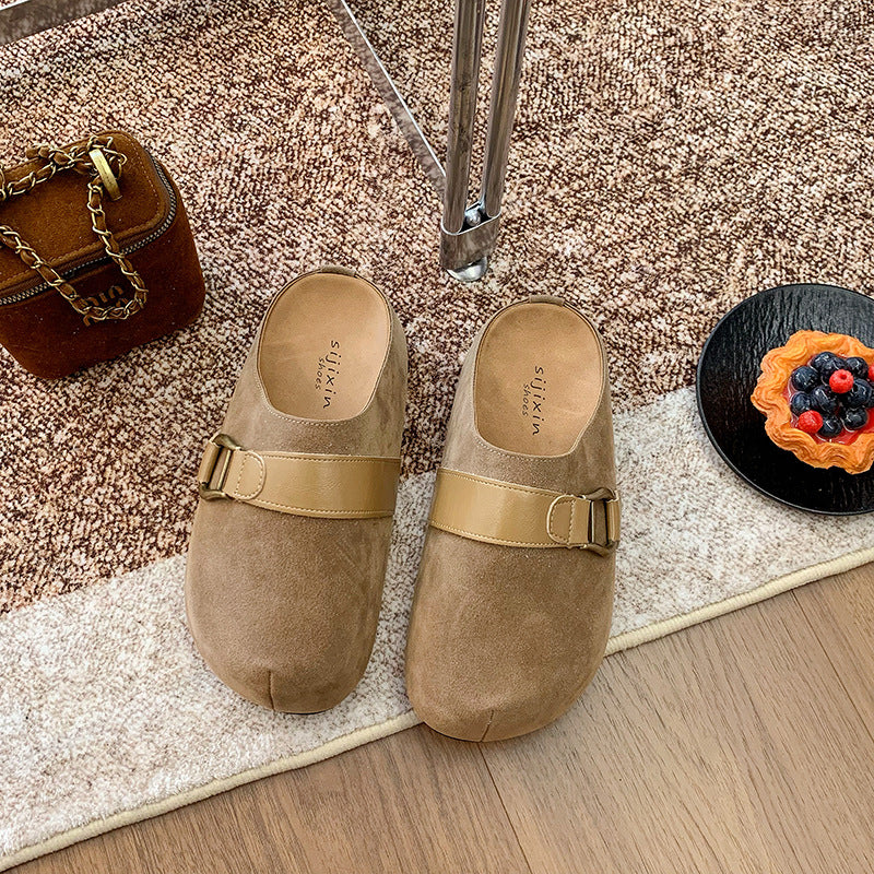 Damen Clogs Wildleder Schnallenverschluss Modern