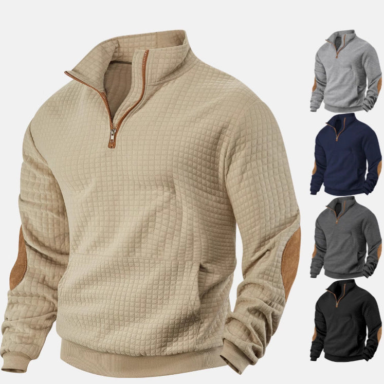 Herren Fleece-Pullover Modern mit hohem Kragen und Taschen - BerlinGlamour