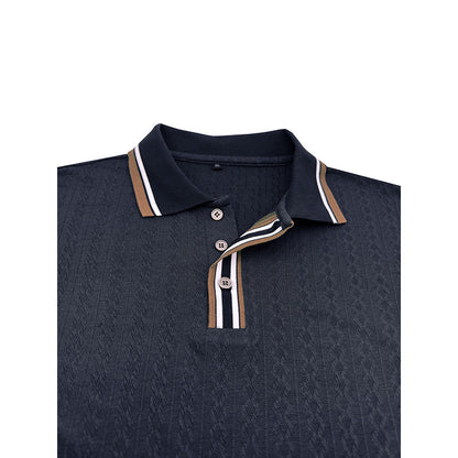 Herren Polo Langarm mit Strickmuster Elegent