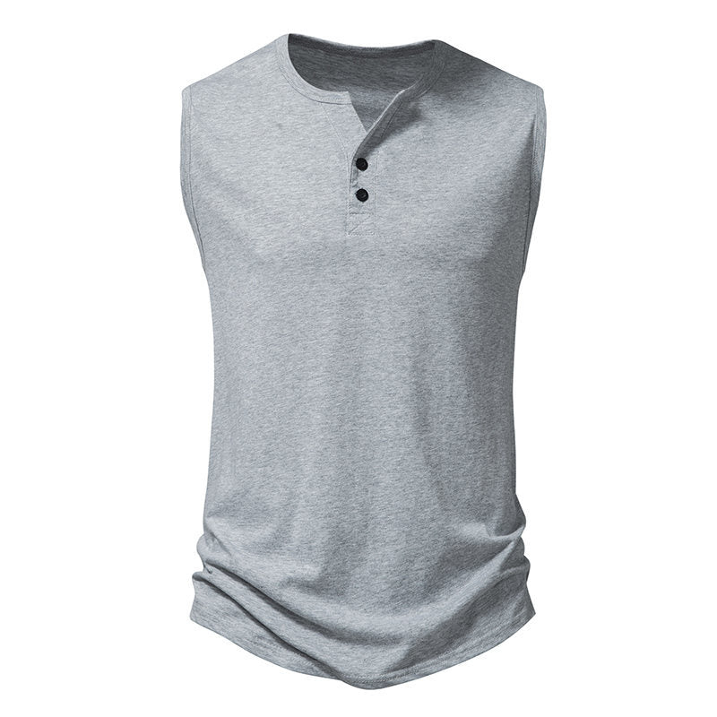 Herren Henley-Shirt Ärmellos Modern Knopfdesign Slimfit