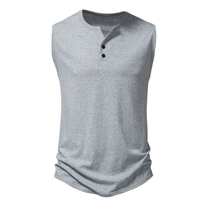 Herren Henley-Shirt Ärmellos Modern Knopfdesign Slimfit