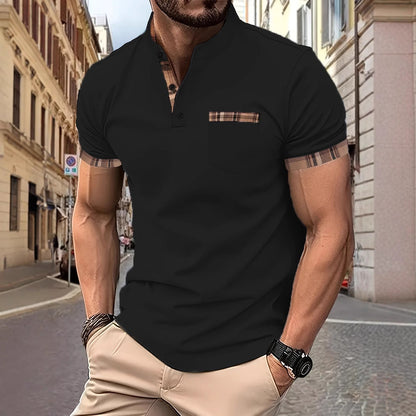 Herren Hemd Kurzarm Stehkragen Karomuster Modern