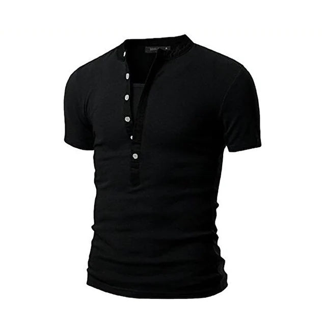 Herren Kurzarm-Shirt Modern mit Knöpfen Slim Fit