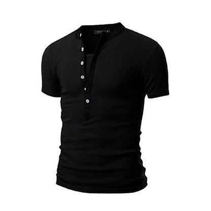 Herren Kurzarm-Shirt Modern mit Knöpfen Slim Fit