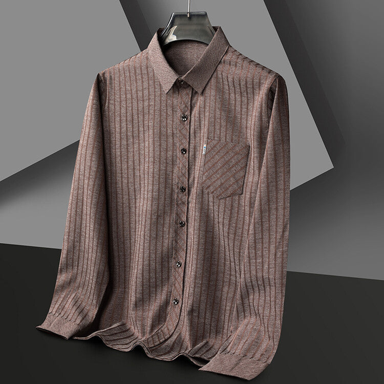Herren Slim Fit Langarmhemd Modern Strukturiert