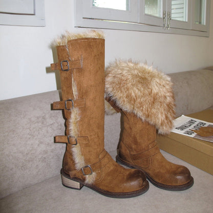 Damen Winterstiefel Kunstfellkragen Robust Schnee Winter