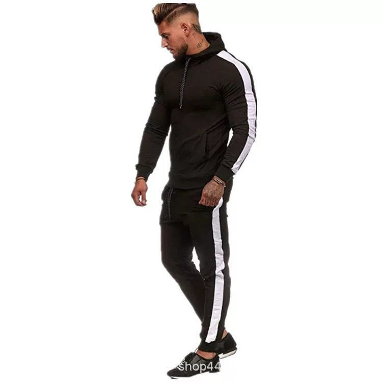 Herren Sport-Hoodie-Set mit Streifen Trendig Grau