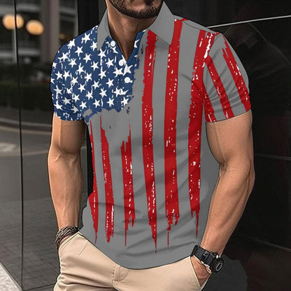 Herren Polohemd Kurzarm Flaggen Motiv Berlin Style