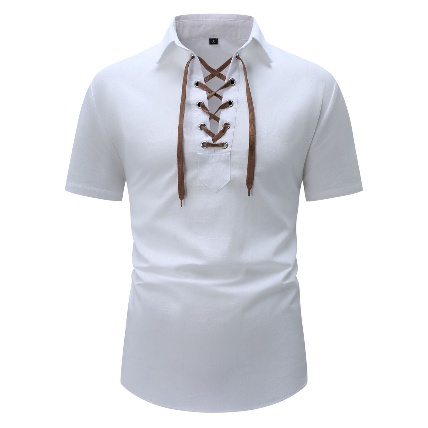 Herren Kurzarmhemd Elegant Schnürfront Modern - BerlinGlamour