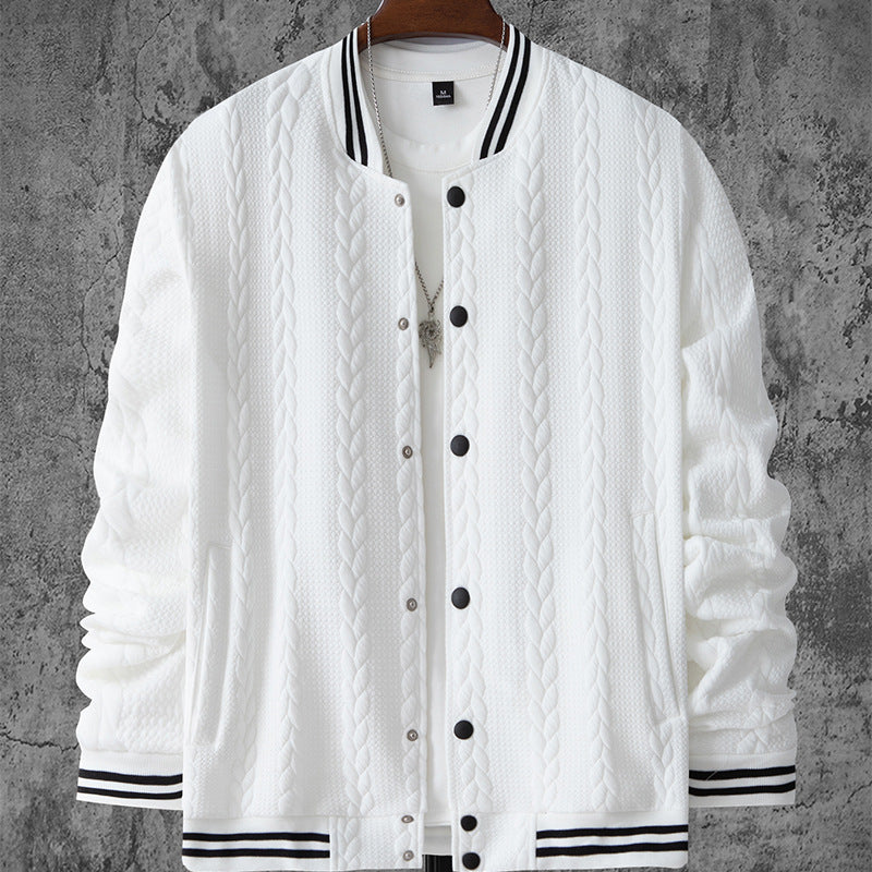Herren Bomberjacke Sportlich Strickmuster Modern