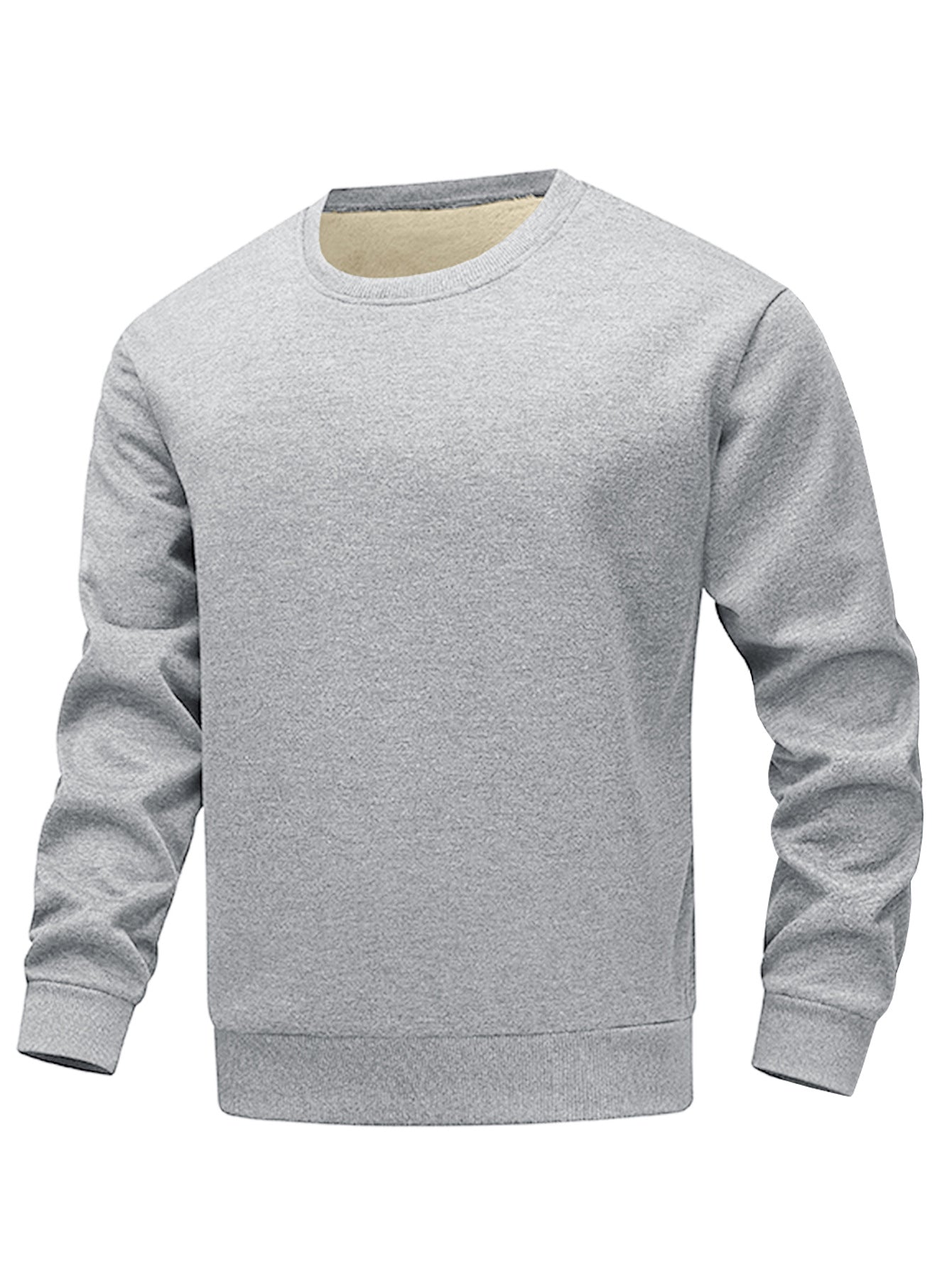 Bequemer Herren Fleece Pullover Rundhals Schwarz