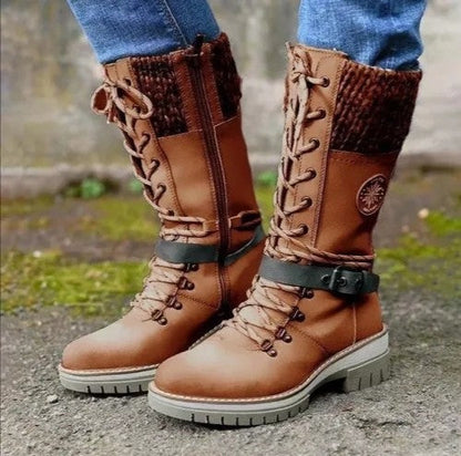 Damen Winterstiefel Warm gefüttert Schnürstiefel Trend