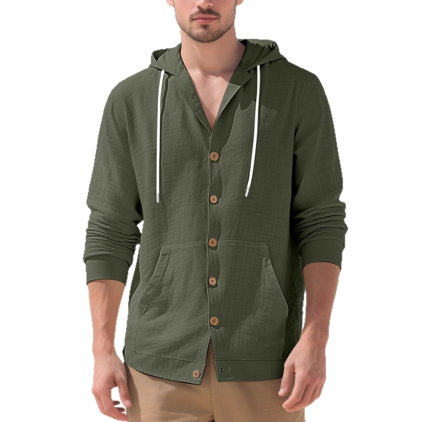Herren Freizeitjacke Modern Kapuze Taschen Schwarz
