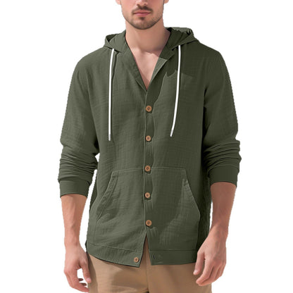 Herren Freizeitjacke Modern Kapuze Taschen Schwarz