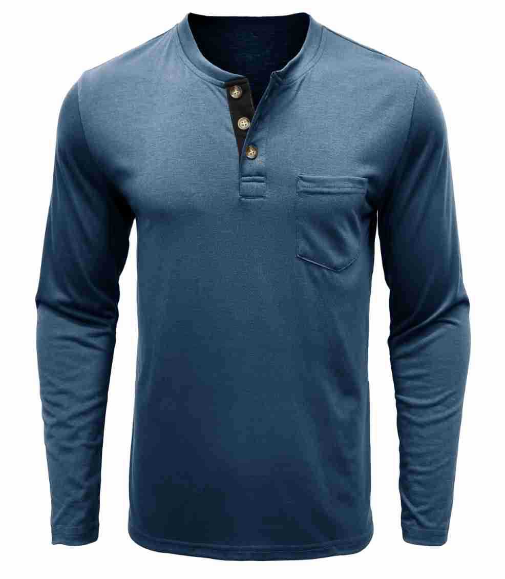 Herren Langarmshirt Mit Knöpfen Modern Sportlich