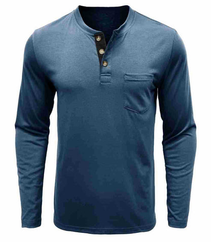 Herren Langarmshirt Mit Knöpfen Modern Sportlich