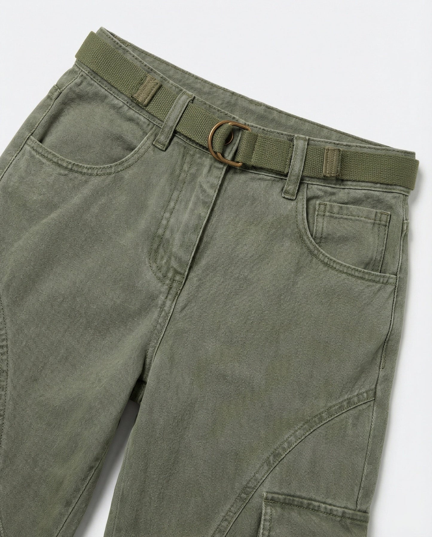 Damen Cargohose Hochgeschnitten Bequem Mit Gürtel