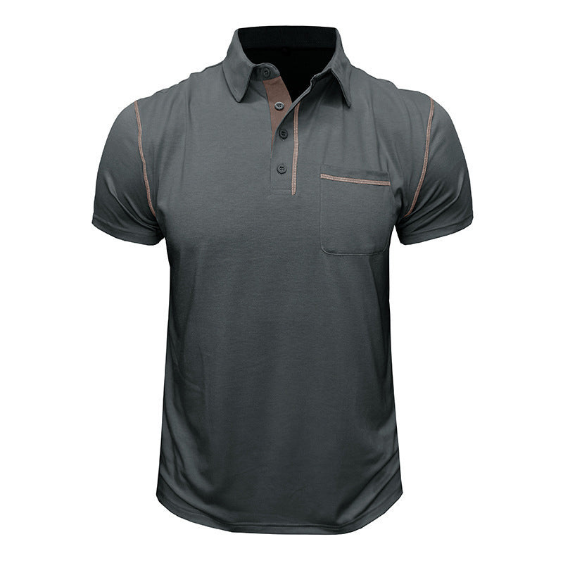 Herren Henley Hemd Kurzarm Modern mit Brusttasche