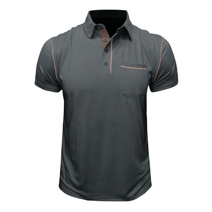 Herren Henley Hemd Kurzarm Modern mit Brusttasche