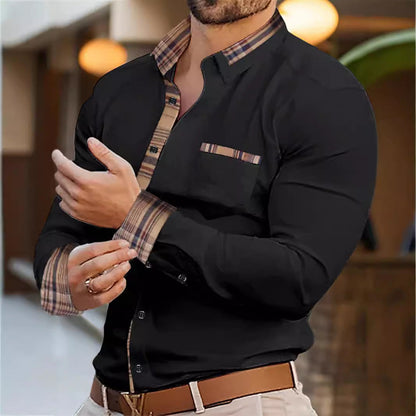 Herren Kurzarmhemd Elegantes mit Kontrastkragen und Brusttasche Modern - BerlinGlamour