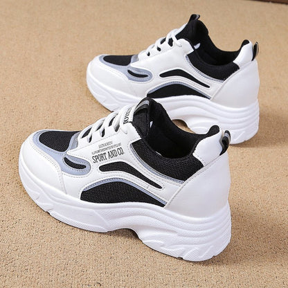 Damen Sneaker Sportlich Hohe Sohle Atmungsaktiv