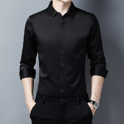 Herren Hemd Langarm aus Seide Satin Elegant