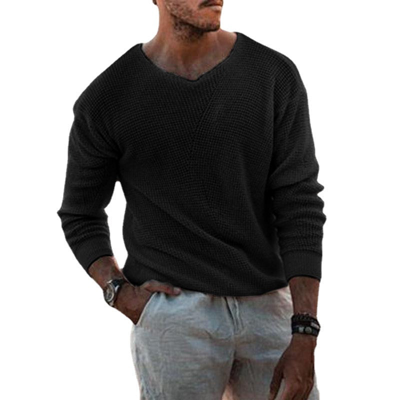 Herren Strickpullover Modern V-Ausschnitt Strukturiert