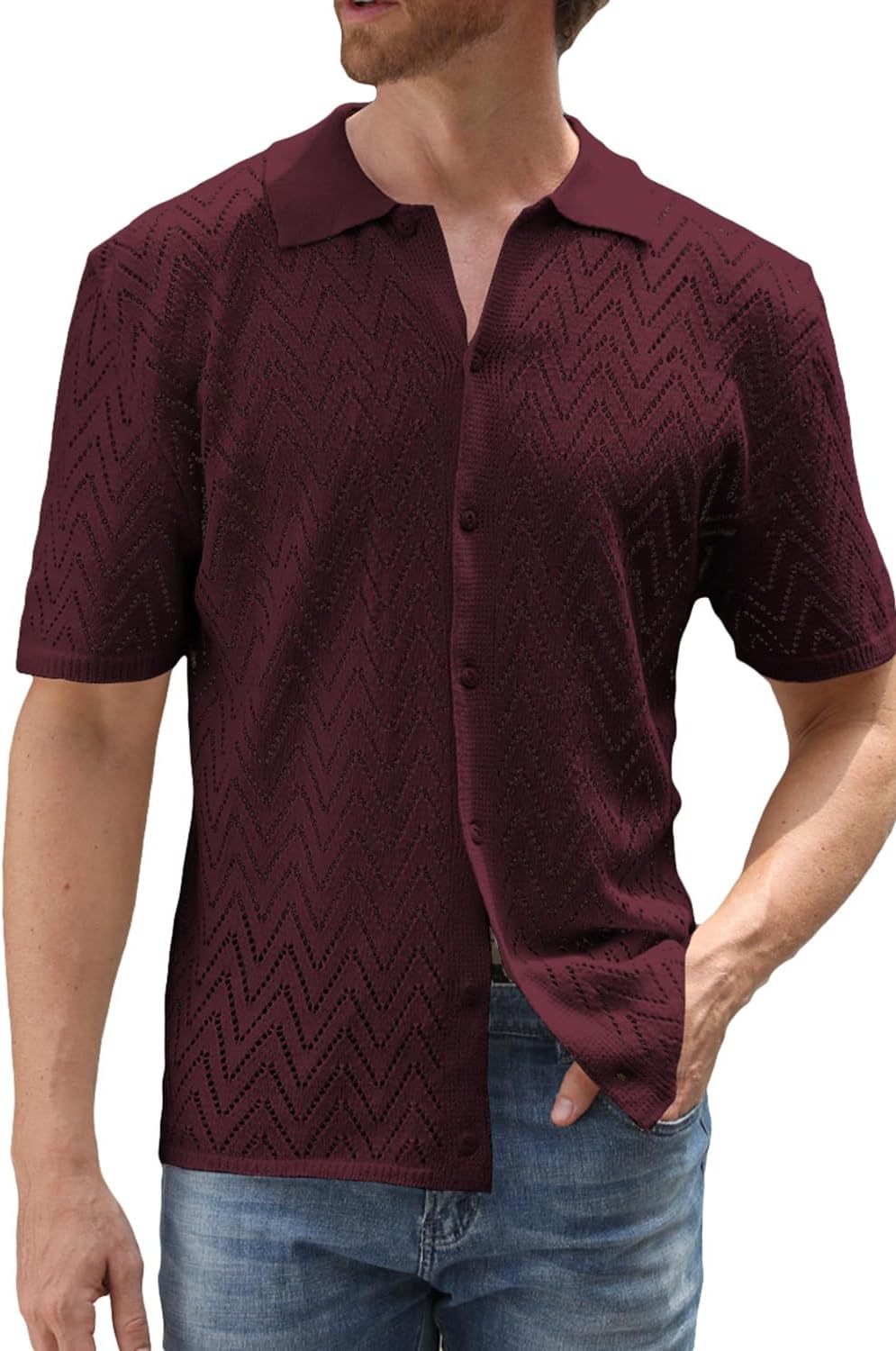 Herren Strickshirt Kurzarm Modern Sportlich