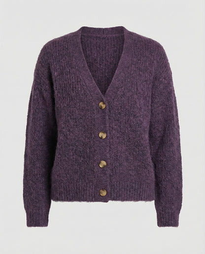 Damen Cardigan Kurz V-Ausschnitt Weich Strick Berlin Chic