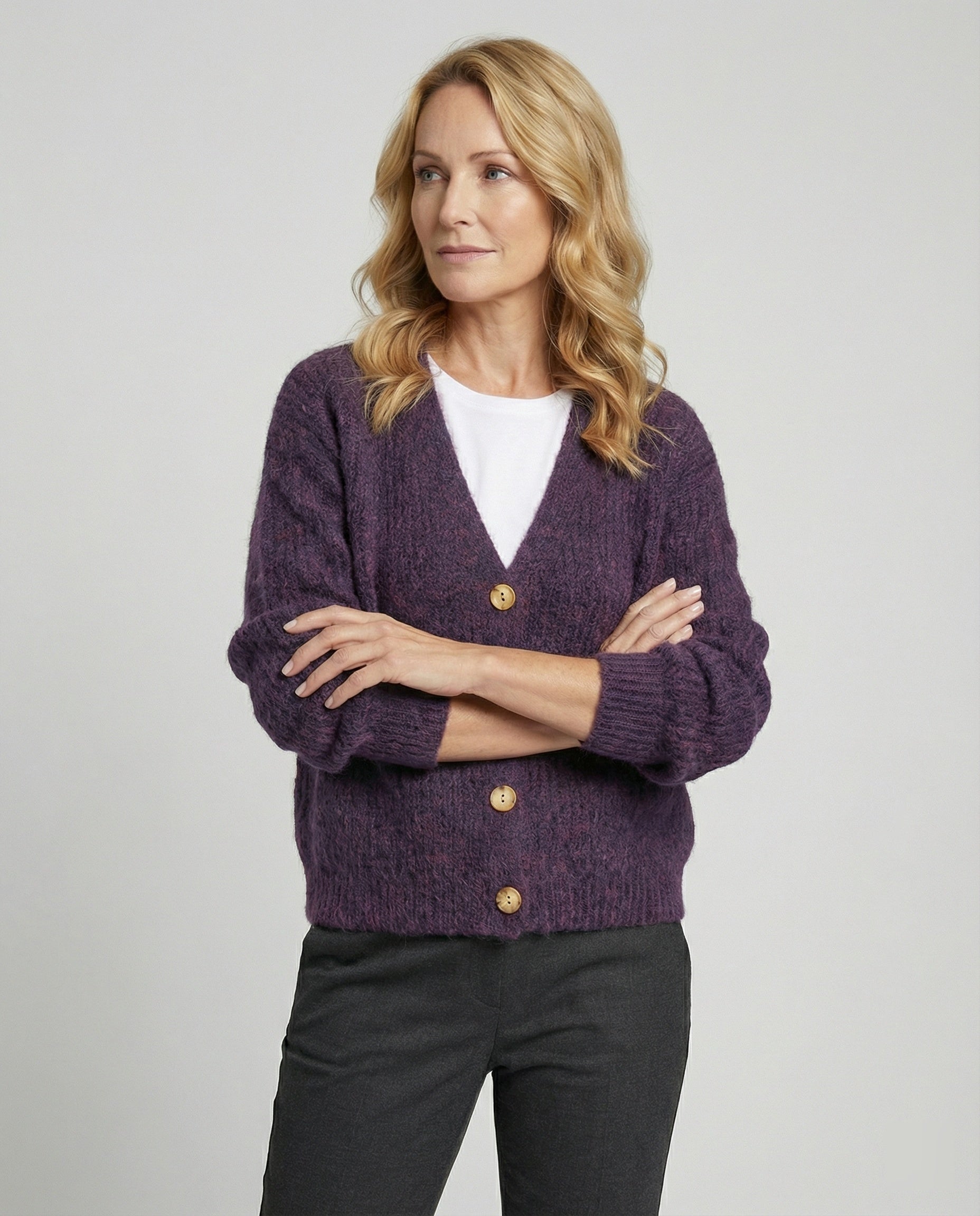 Damen Cardigan Kurz V-Ausschnitt Weich Strick Berlin Chic - BerlinGlamour