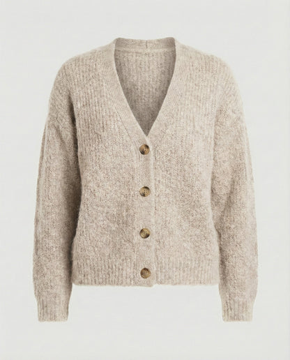 Damen Cardigan Kurz V-Ausschnitt Weich Strick Berlin Chic